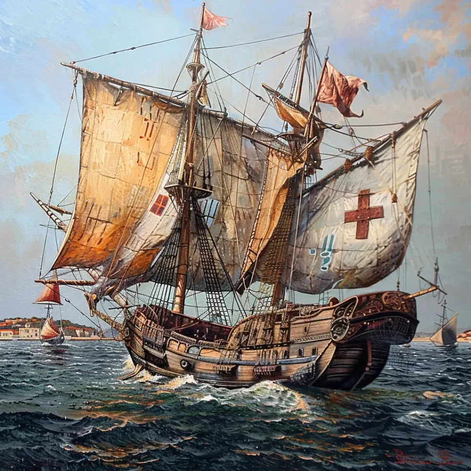 A Portuguese caravel under sail