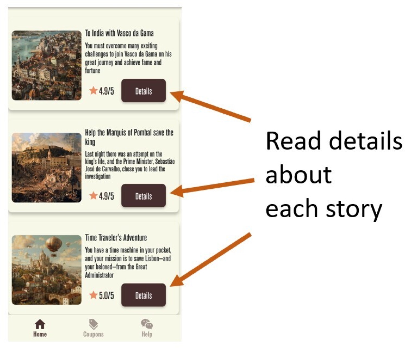 Reading an interactive story inside the Live History app