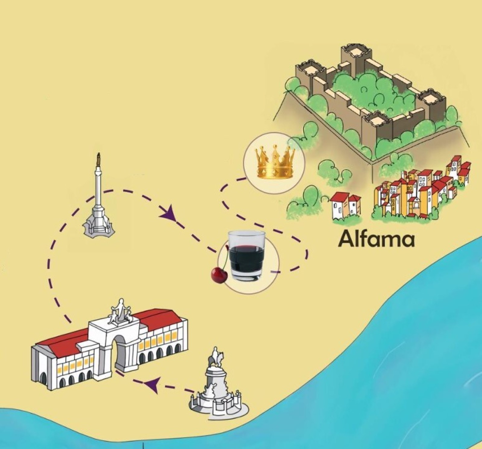 Mapa do percurso por Alfama e Baixa