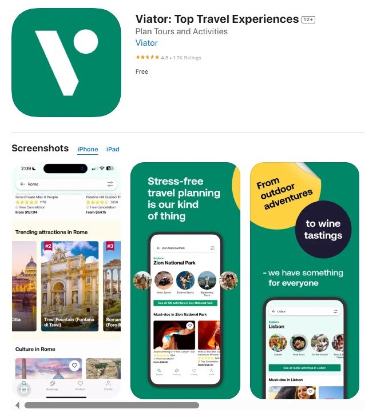 Приложение Viator в App Store